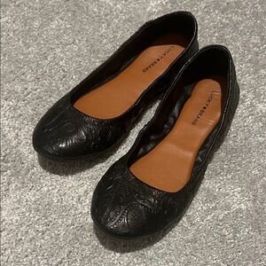 Lucky Brand Black Embossed Flats